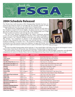 2004 Schedule Released