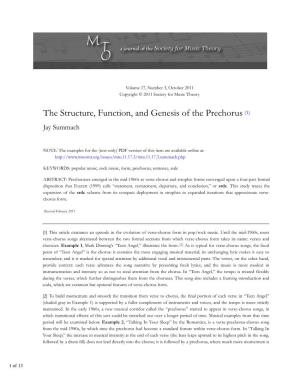 Summach, the Structure, Function, and Genesis of the Prechorus