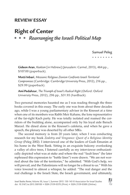 Right of Center Rearranging the Israeli Political Map