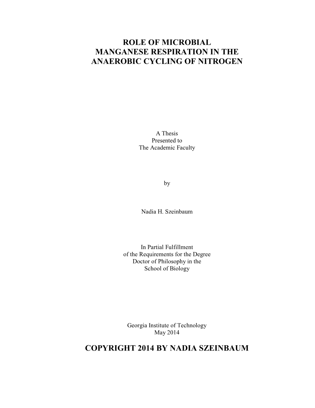 Role of Microbial Manganese Respiration in the Anaerobic Cycling of Nitrogen