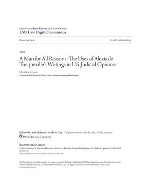 The Uses of Alexis De Tocqueville's Writings in US Judicial Opinions
