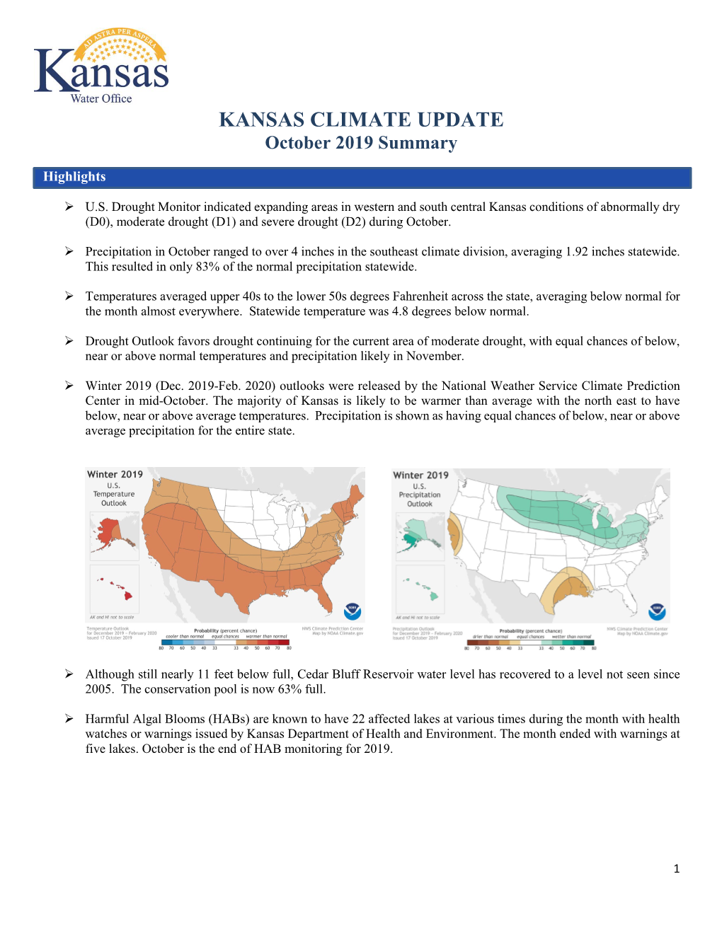 KANSAS CLIMATE UPDATE October 2019 Summary