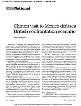 Clinton Visit to Mexico Defuses British Confrontation Scenario