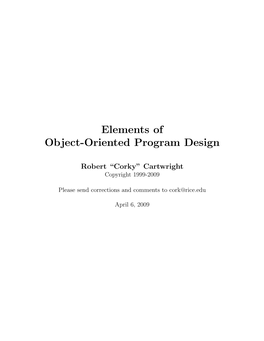 Notes on Object-Oriented Program Design