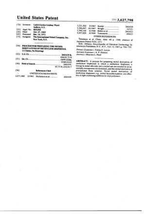 United States Patent (113,627,798 72 Inventor Laird Gordon Lindsay Ward 3,321,502 5/1967 Soeder