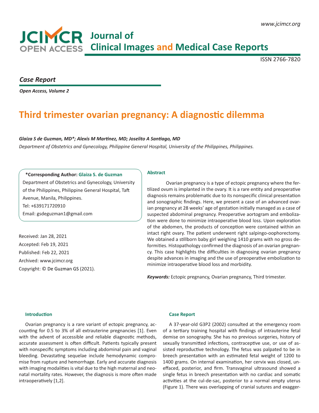 Third Trimester Ovarian Pregnancy: a Diagnostic Dilemma