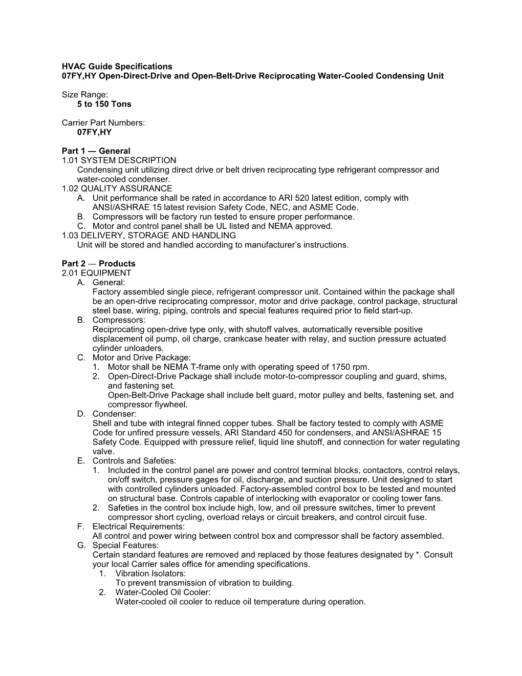 07FY,HY Guide Specifications, 5 to 150 Tons