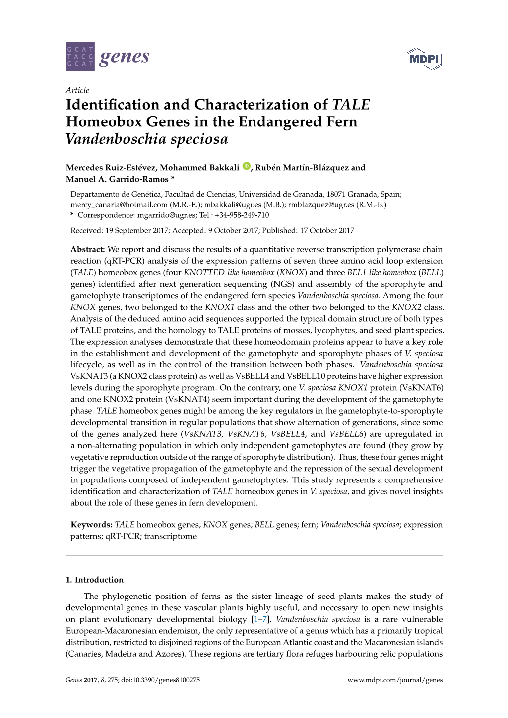 Identification and Characterization of TALE Homeobox Genes in The