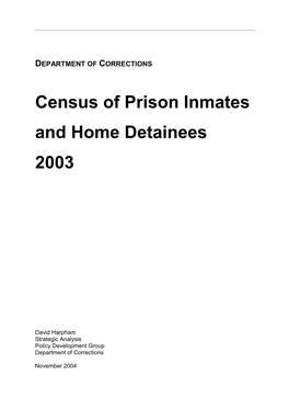 Census of Prison Inmates and Home Detainees 2003