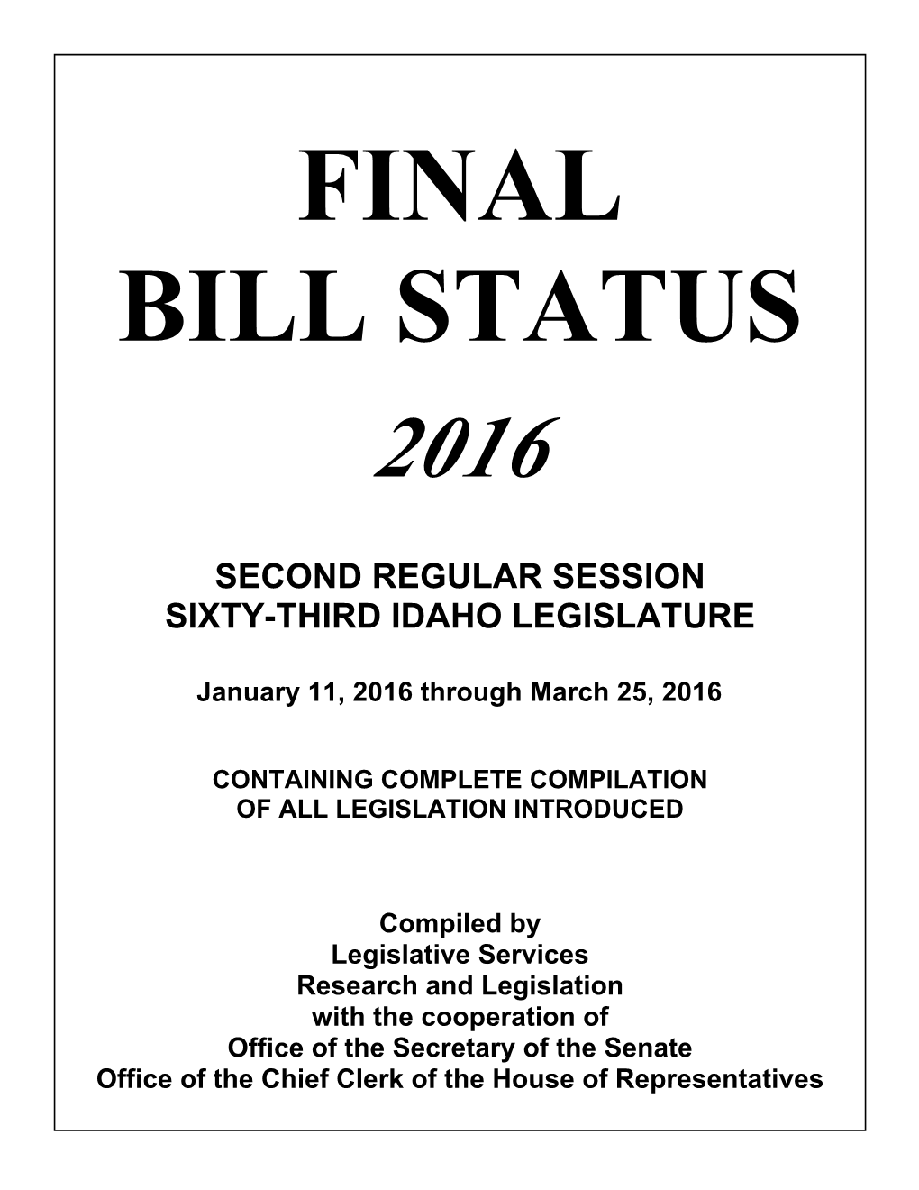 Final Bill Status 2016