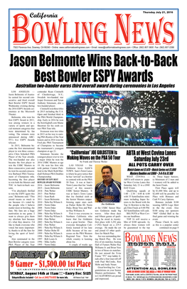 Jason Belmonte Wins Back-To-Back Best Bowler ESPY Awards