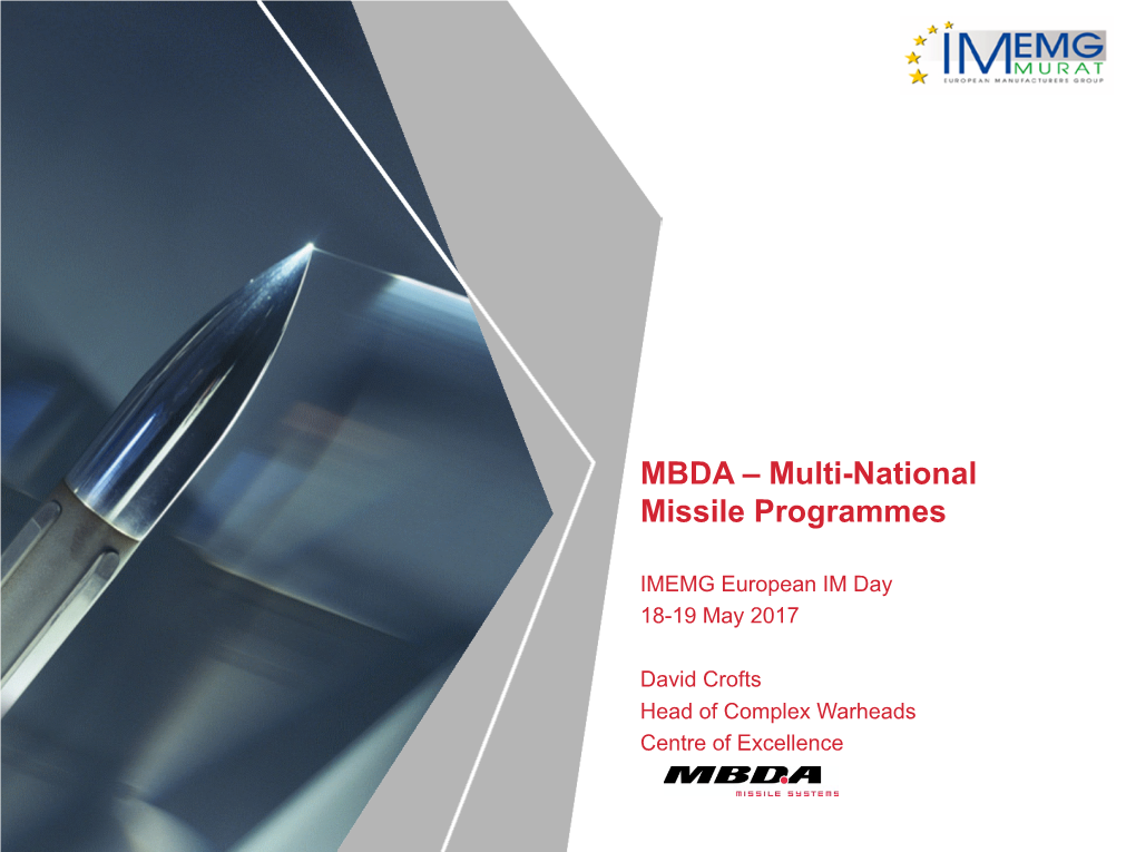 MBDA – Multi-National Missile Programmes