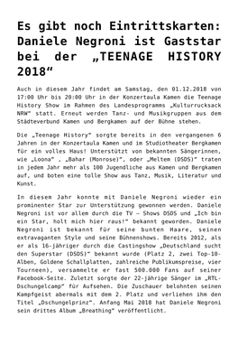 Daniele Negroni Ist Gaststar Bei Der „TEENAGE HISTORY 2018“