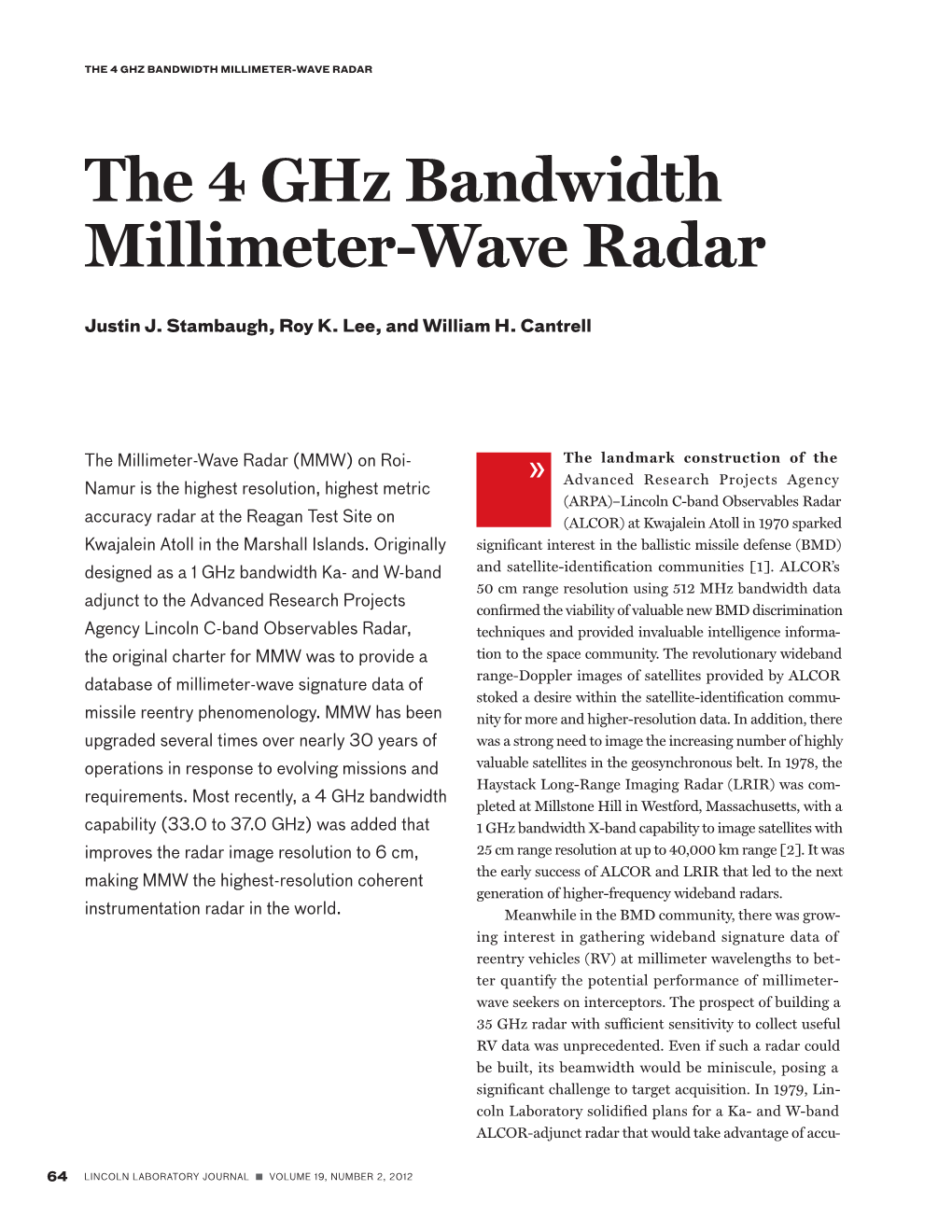 The 4 Ghz Bandwidth Millimeter-Wave Radar - DocsLib