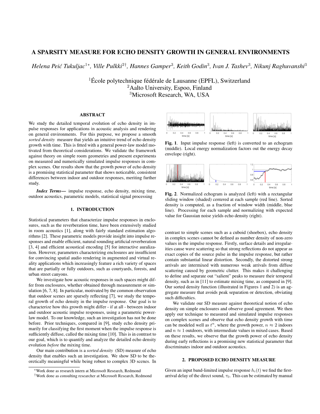 A Sparsity Measure for Echo Density Growth in General Environments