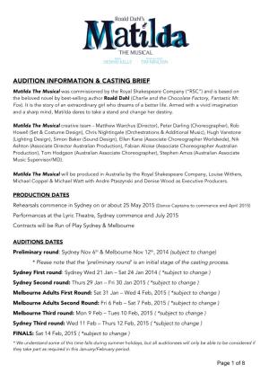 ADULTS CASTING BRIEF As at 16 Sept 2014