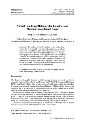 Normal Families of Holomorphic Functions and Mappings on a Banach Space