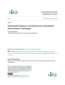 Predicting the Hardness of Turf Surfaces from a Soil Moisture Sensor Using Iot Technologies