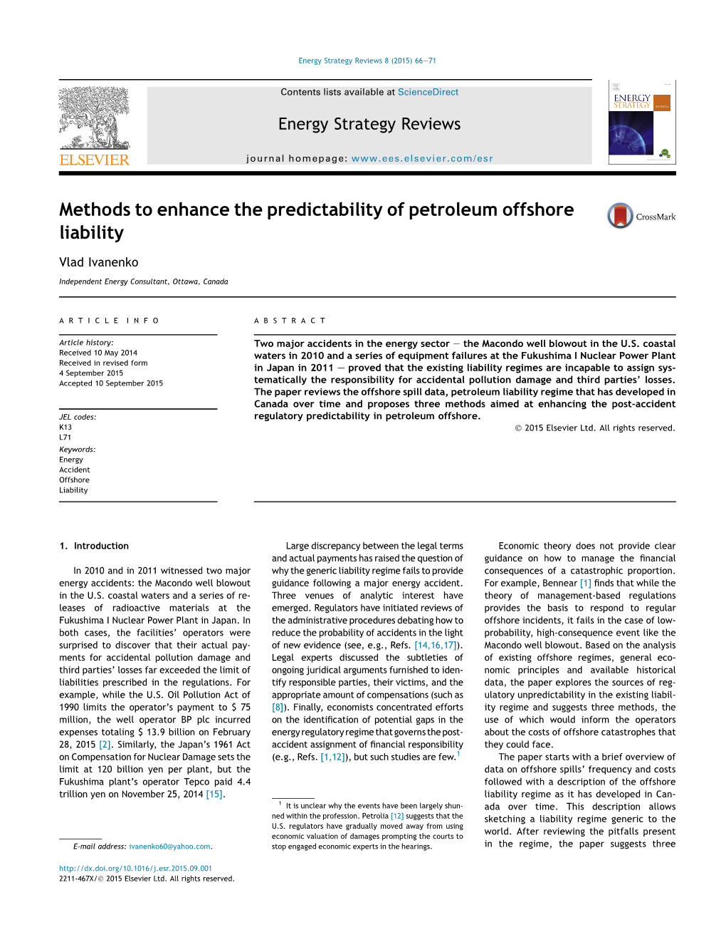 Methods to Enhance the Predictability of Petroleum Offshore Liability