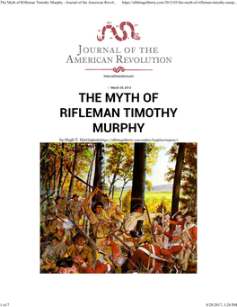 The Myth of Rifleman Timothy Murphy - Journal of the American Revol