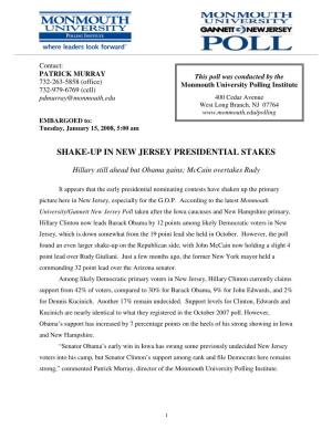 Shake-Up in New Jersey Presidential Stakes