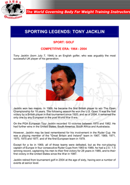Sporting Legends: Tony Jacklin