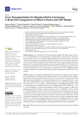Liver Transplantation for Hepatocellular Carcinoma: a Real-Life Comparison of Milan Criteria and AFP Model