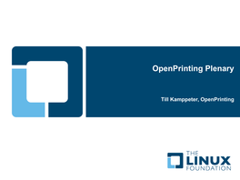 Openprinting Plenary