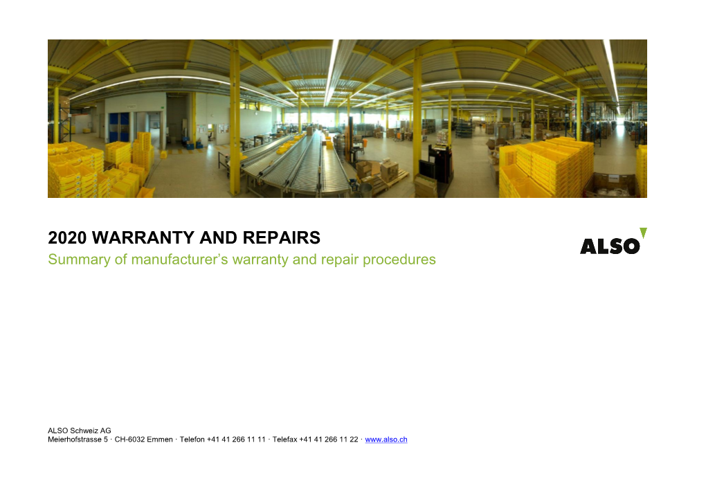 Summary of Manufacturer's Warranty and Repair Procedures