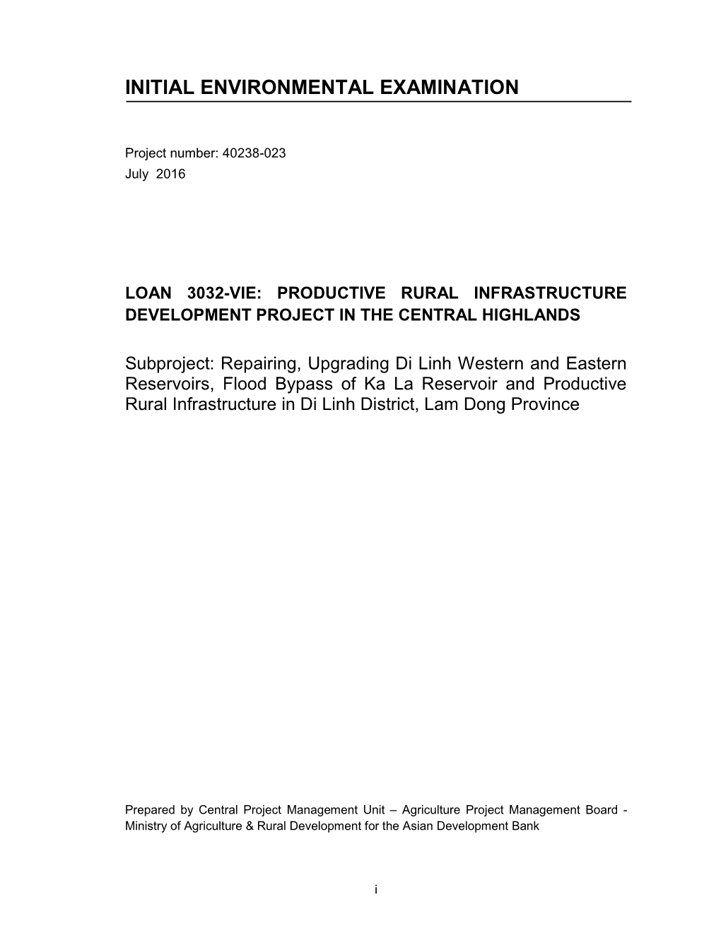 Initial Environmental Examination