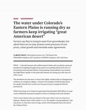 The Water Under Colorado's Eastern Plains Is