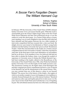 A Soccer Fans Forgotten Dream: the William Kennard