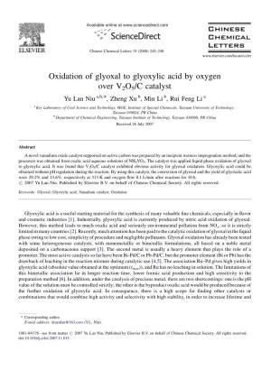 Oxidation of Glyoxal to Glyoxylic Acid by Oxygen Over V2O5/C Catalyst