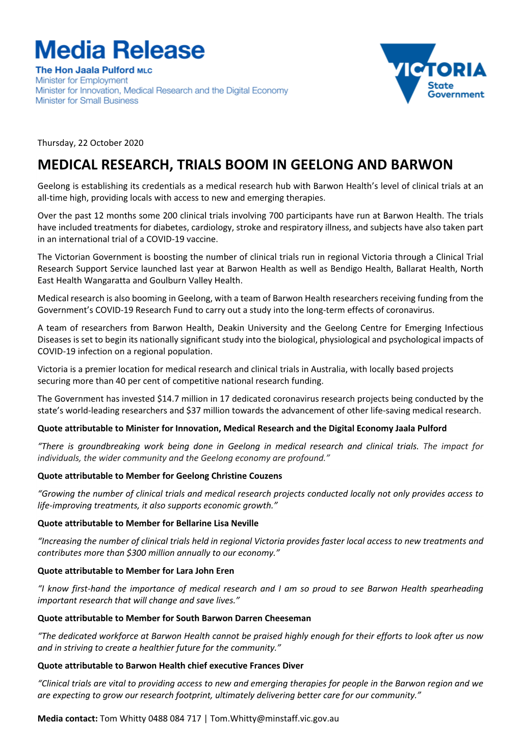 Medical Research, Trials Boom in Geelong and Barwon