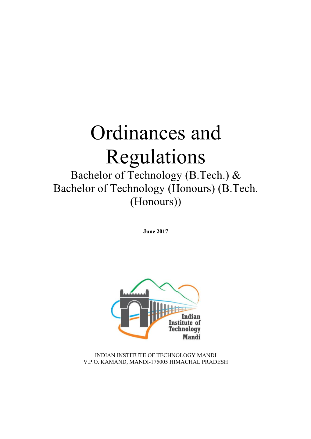 B.Tech. Ordinance & Regulations