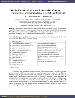 On the Compactification and Reformation of String Theory with Three Large Atomic Gravitational Constants