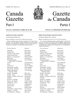 Canada Gazette Gazette Du Canada Part I Partie I