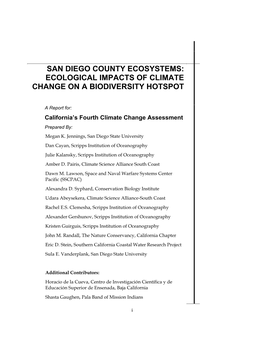 Ecological Impacts of Climate Change on a Biodiversity Hotspot