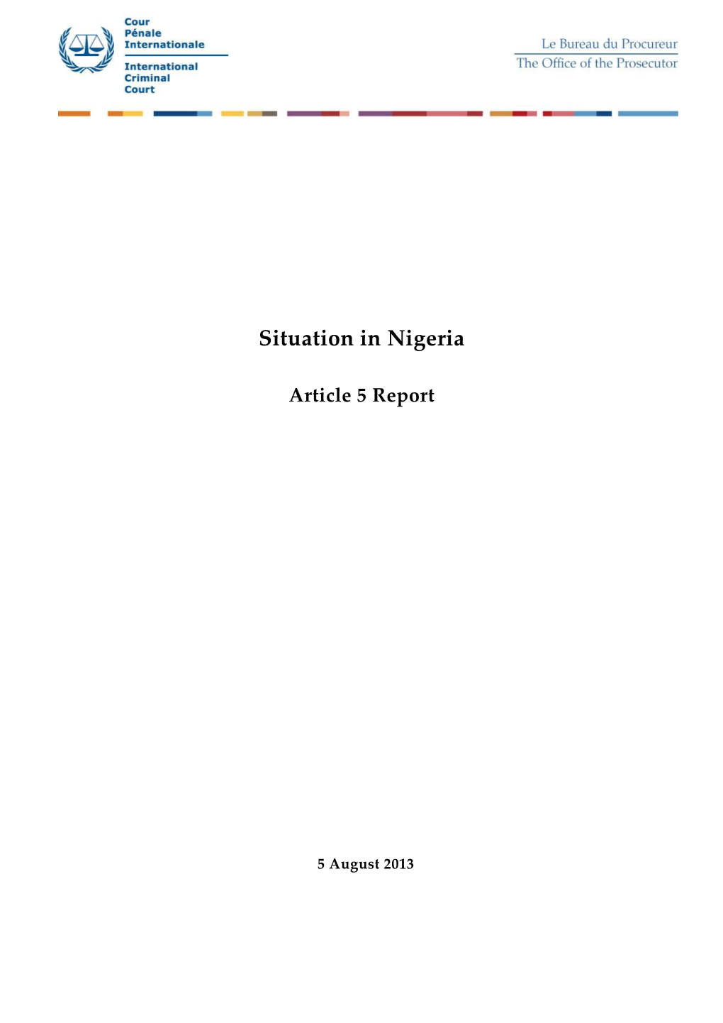 Situation in Nigeria: Article 5 Report