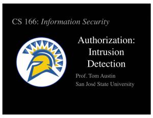Authorization: Intrusion Detection Prof
