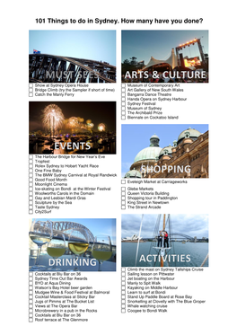 101 Things to Do in Sydney. How Many Have You Done?