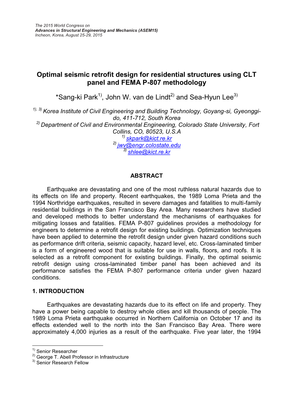 Optimal Seismic Retrofit Design For Residential Structures Using CLT ...