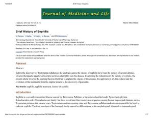 Brief History of Syphilis