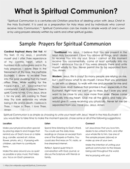 What Is Spiritual Communion?