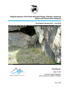Flagship Species of the Pamir Range, Pakistan: Exploring Status and Conservation Hotspots