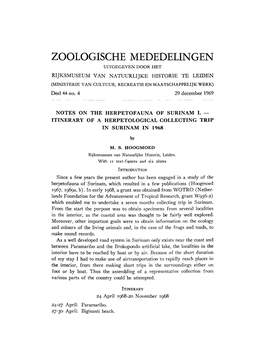 Zoologische Mededelingen Uitgegeven Door Het