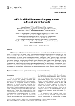 Arts in Wild Felid Conservation Programmes in Poland and in the World