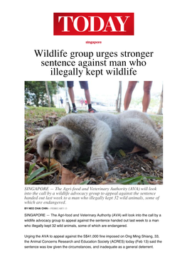 Wildlife Group Urges Stronger Sentence Against Man Who Illegally Kept Wildlife