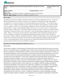 Implanted Intrathecal Pain Pumps Chronic Pain