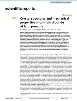 Crystal Structures and Mechanical Properties of Osmium Diboride at High Pressure Yi X